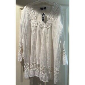 NWT Ananda's Collection Sz. XXL  Embroidered Tunic Blouse Lagenlook Y2K Hippie